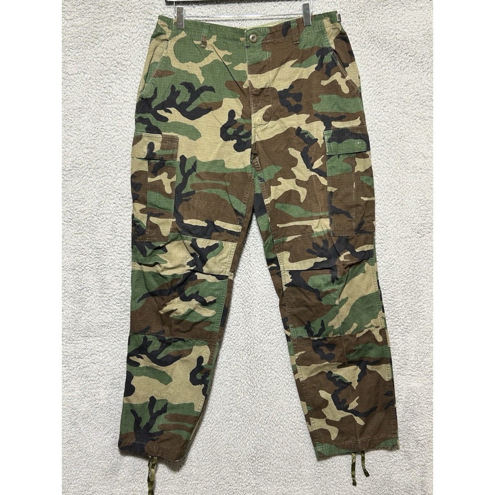 Vintage US Military Trousers Mens Medium Regular Woodland Camo Cargo BDU Combat